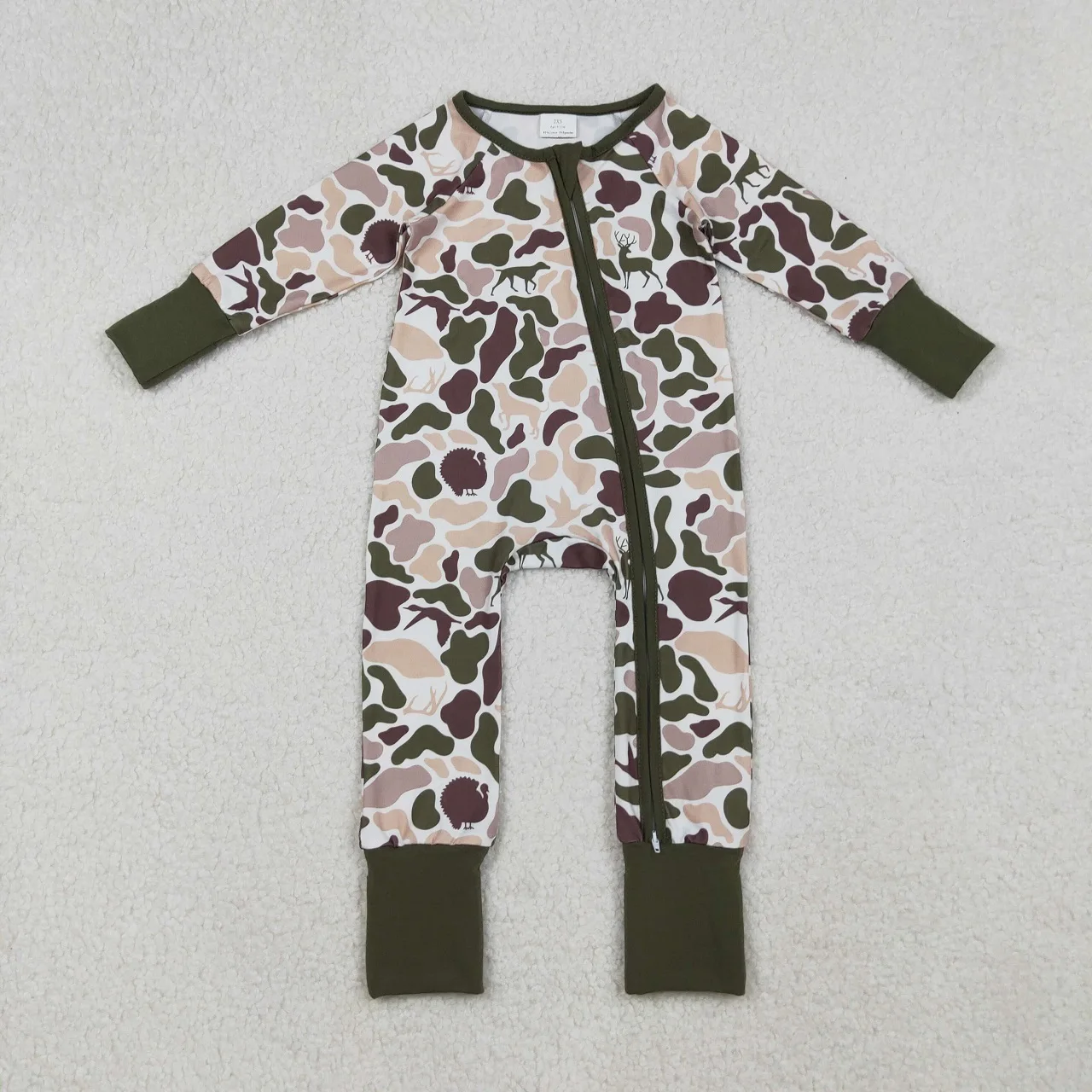 

Children Baby Boy Long Sleeves Infant Camo Romper Kids Zipper Ducks Dogs Clothes Wholesale Toddler Newborn Coverall Bodysuit