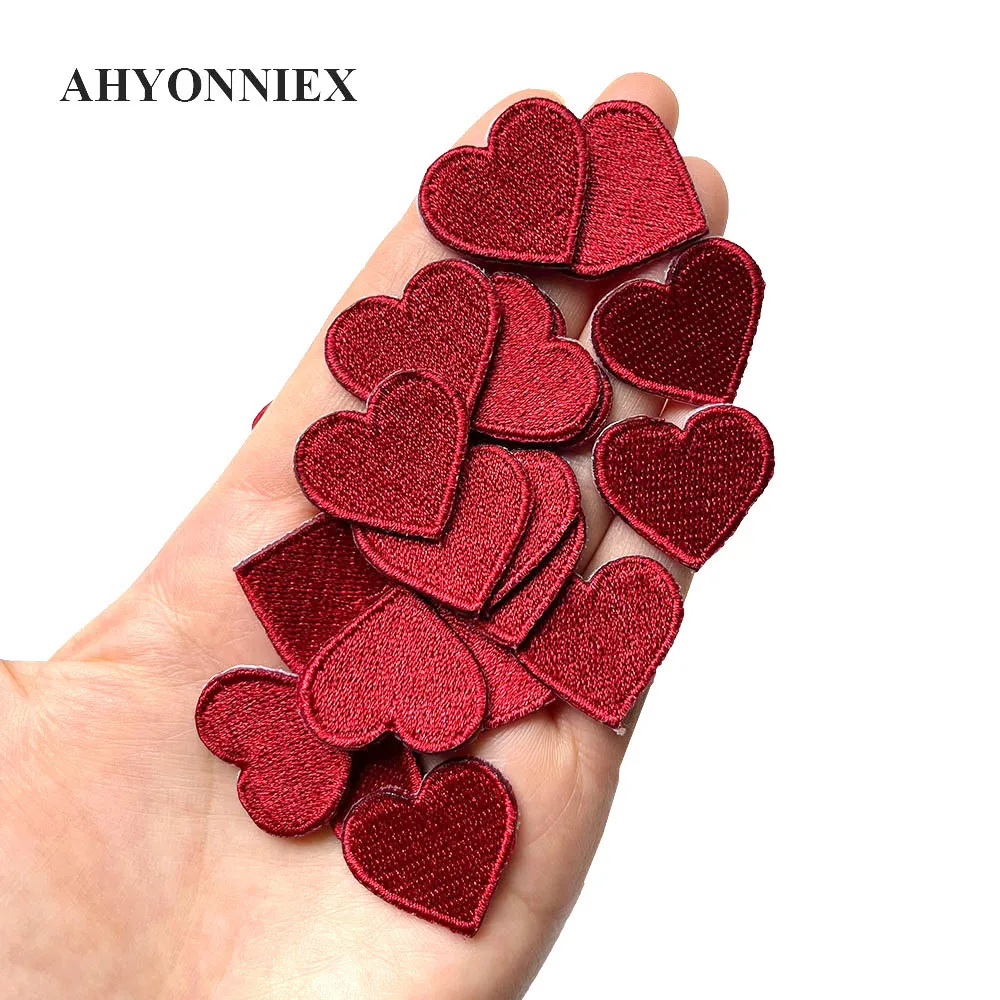 10PCS Delicate Heart Patches Embroidered Sticker Iron On Patches for Clothing Applique DIY Clothing Hairpin Earring Accessories