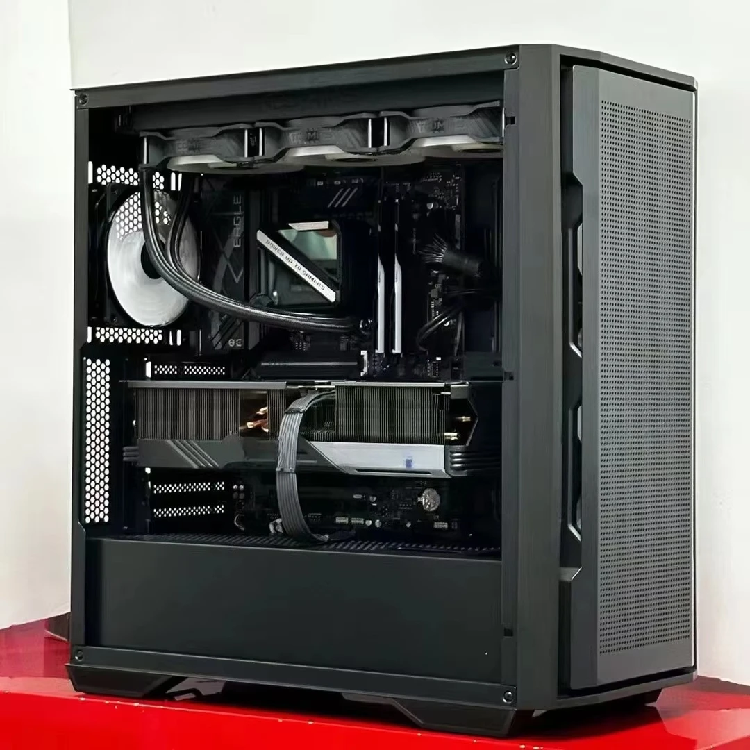 Mid‑Tower ATX Desktop Computer Chassis Side Transparent Panel Compatible With 360 Water Cooler System & Cooling Fan