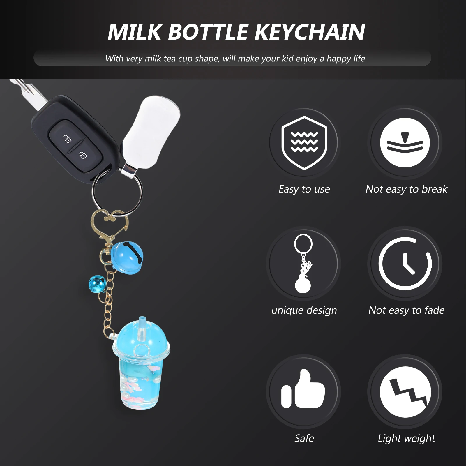 

2Pcs Cup Keychain Milk Bottle Shape Bell Bag Milk Bottle Key Decoration Charm Key Ring Cell Phone Car Decor
