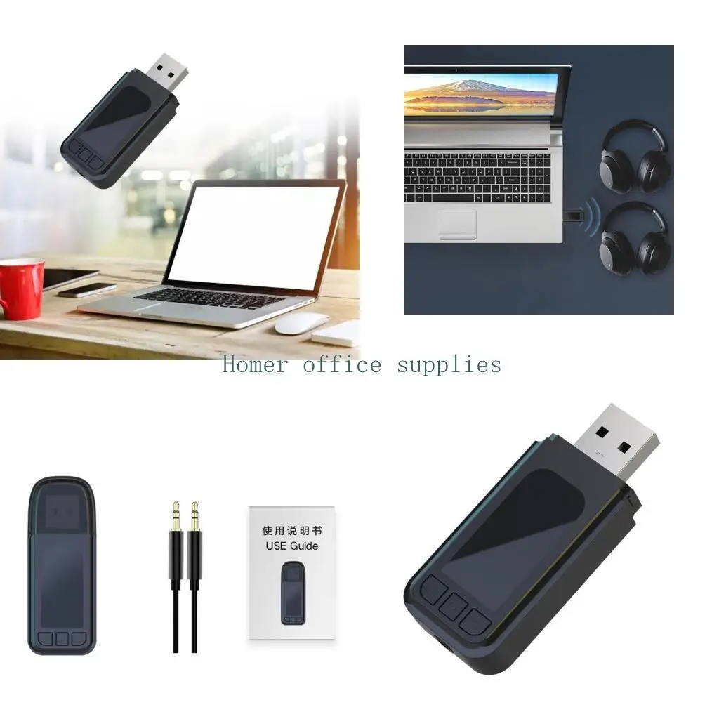 

K43B Bluetooth-совместимый 5.0 Аудио-передатчик USB-разъем 3,5-мм аудиодаптер аудио