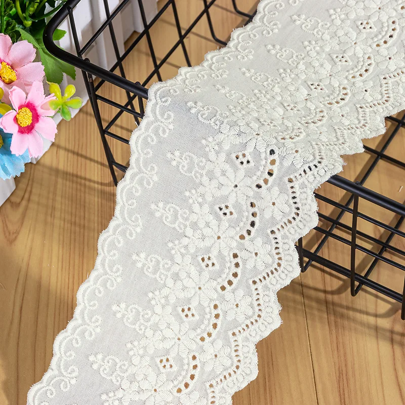 Wholesale New 8.5cm Beige/white/ 8cm black quality cotton embroidery lace cloth vintage baby dress skirt hem cotton fabric SC841