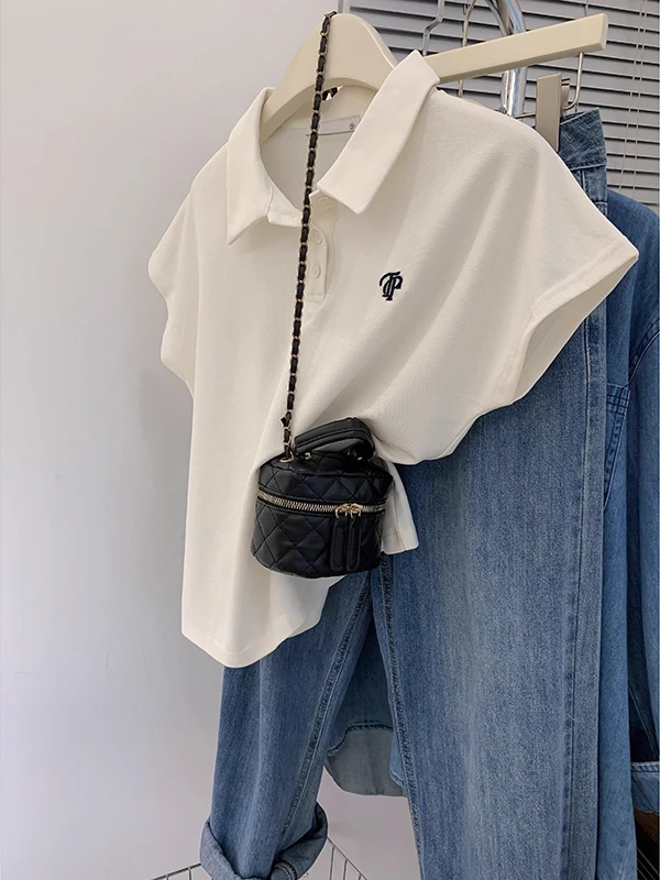 

plus Size 300 Pou irt T Women's Slimming Summer Design Korean Sle Cotton Sweatirt Henry Collar