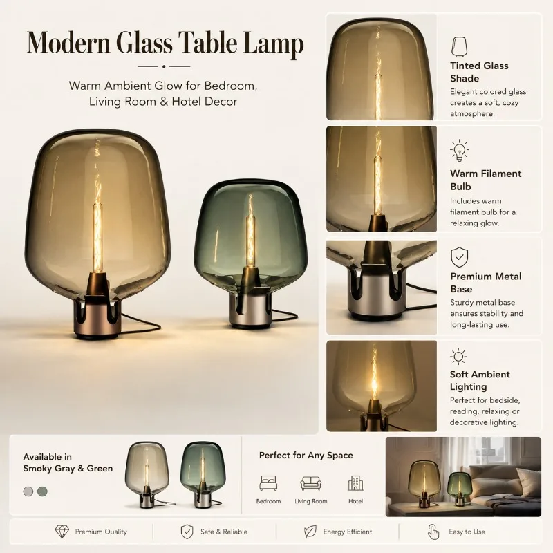 

Glass Decorative Desk Lamp Modern Luxury Especially Durable Designer Hotel Living Room Bedroom Bedhead Design Desk Lamp