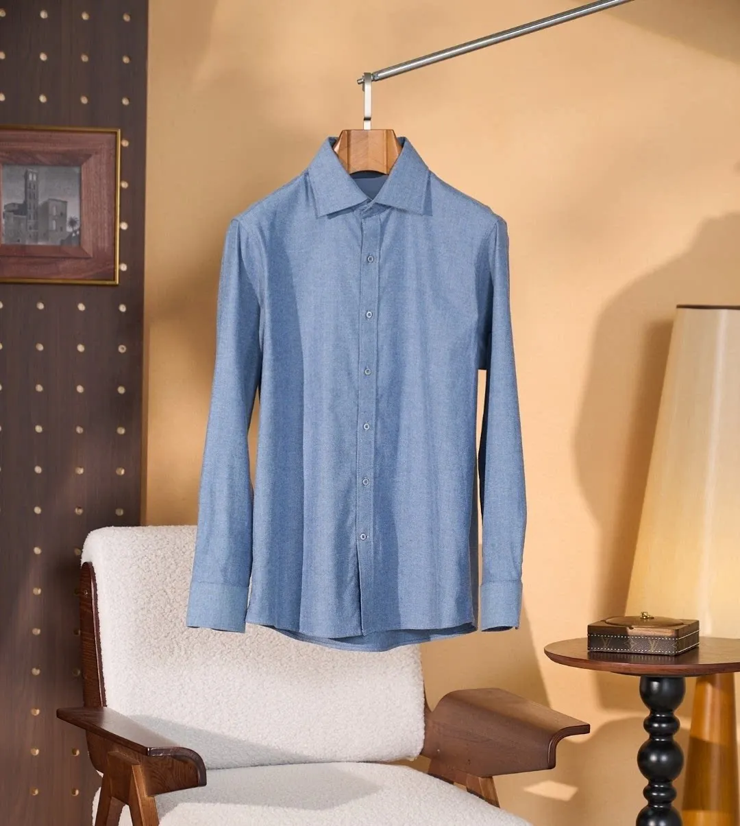 

Italian classic fish bone pattern cotton LP long sleeve shirt