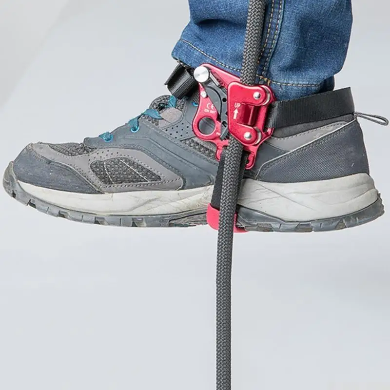 M5TC Outdoor Safety Rock Climbing Foot Ascender Riser with Pedal Belt Grasp Rope Gear Anti Fall off Left Right Foot Ascender