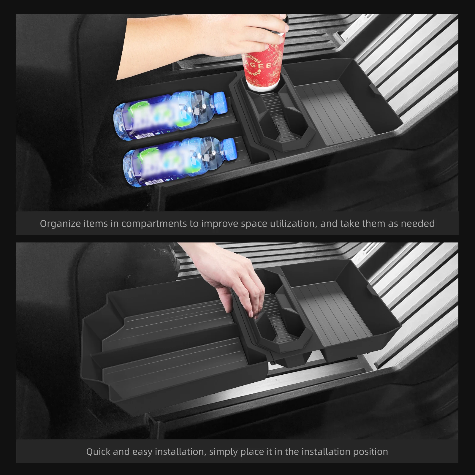 for Tesla Cybertruck 2024 2025 Center Console Lower Storage Box Car Accessories Drinks Holder Tray Organizer Tidying