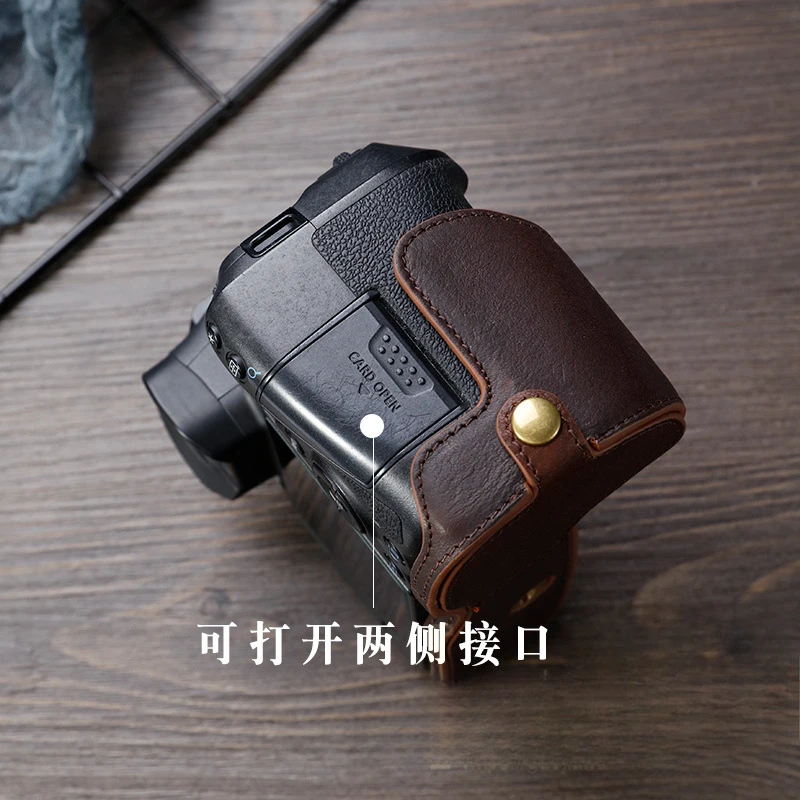 For Canon R5 Camera Bag R6 EOS RP R Leather Case Base Removable Battery Camera Case Genuine Leather Cowhide