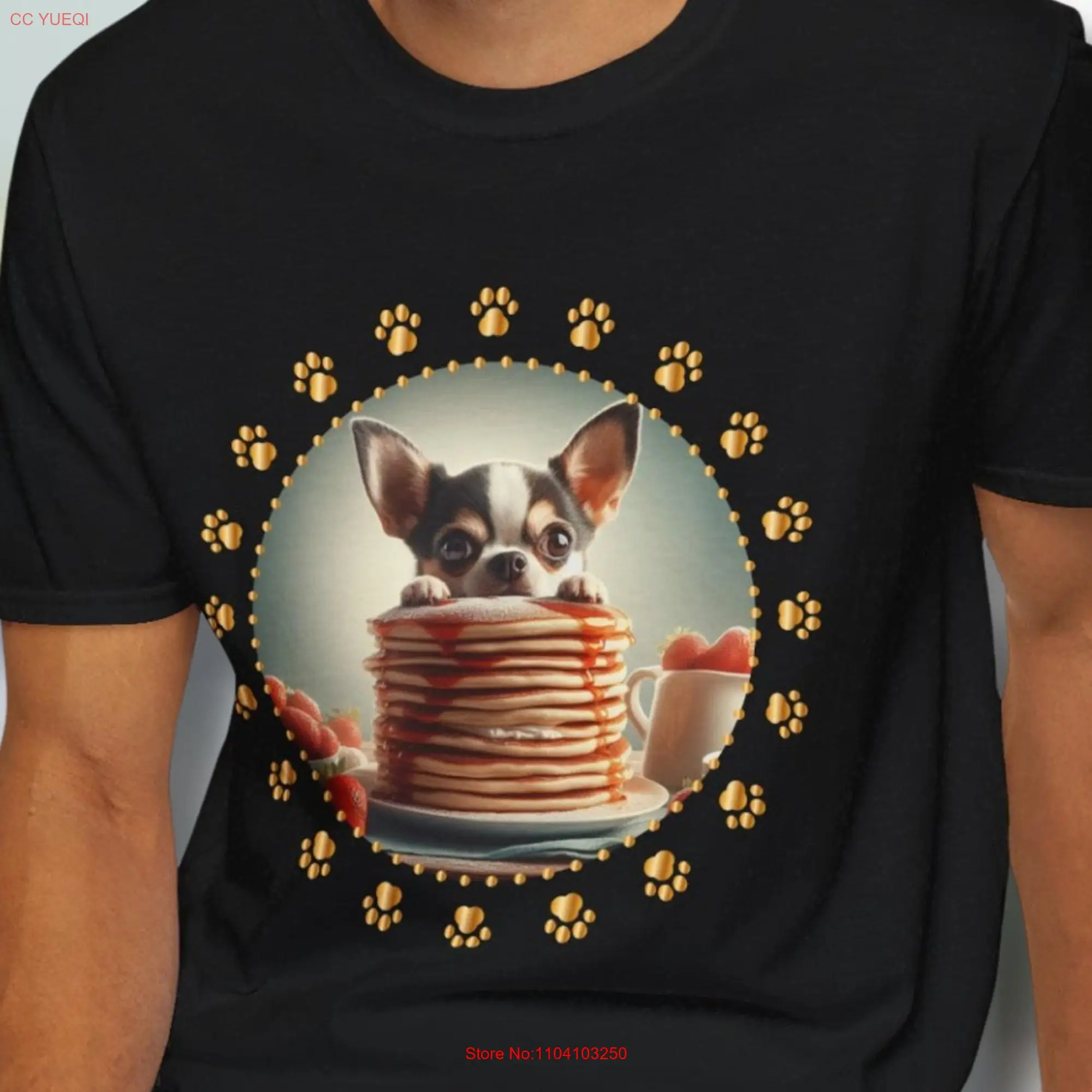 Chihuahua T shirt Eco friendly Short Stack Teacup Puppy Breakfast Lover Crew Collar Top Pancake Dog Super Soft