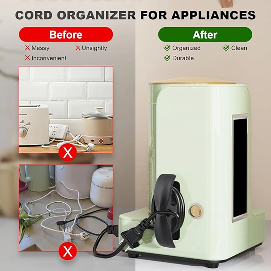1PCS Kitchen Appliance Cord Organiser Adhesive Cable Wrap Power Cord Management Wrap Hook Clip For Blender Household Gadgets