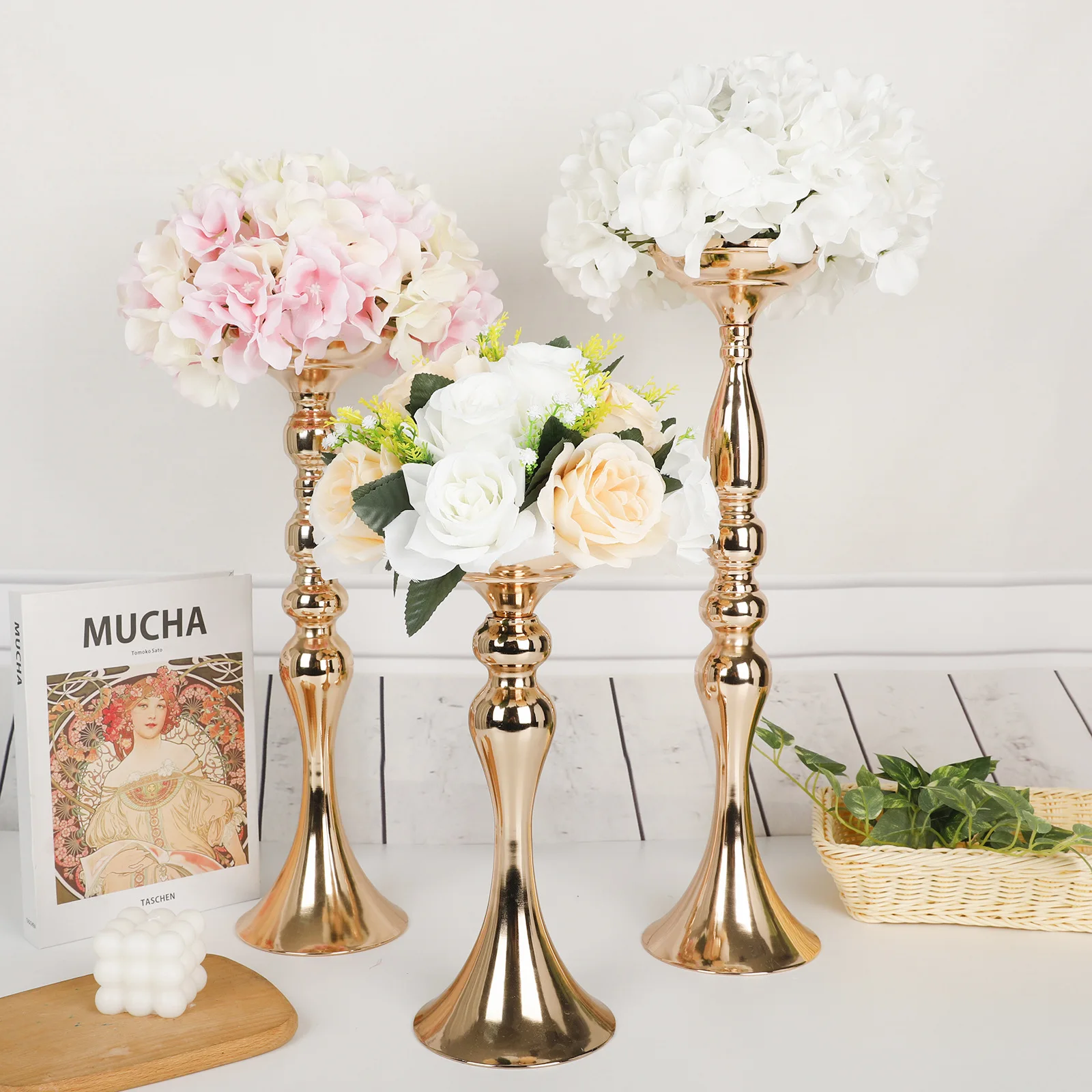 

10Pcs Metal Flower Arrangement Stand Wedding Flower Stand Gold Centerpieces for Table Tall Elegant Flower Vase Set Table Flower