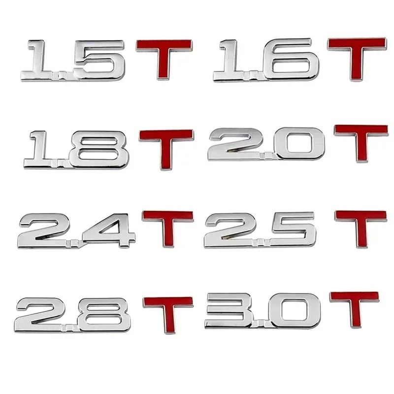 3D Metal Car Displacement 1.3 1.4 1.5 2.4 1.6 1.8 2.0 2.2 2.5 2.8 3.0 T Volume Logo Car Rear Trunk Emblem Badge Vehicle Sticker