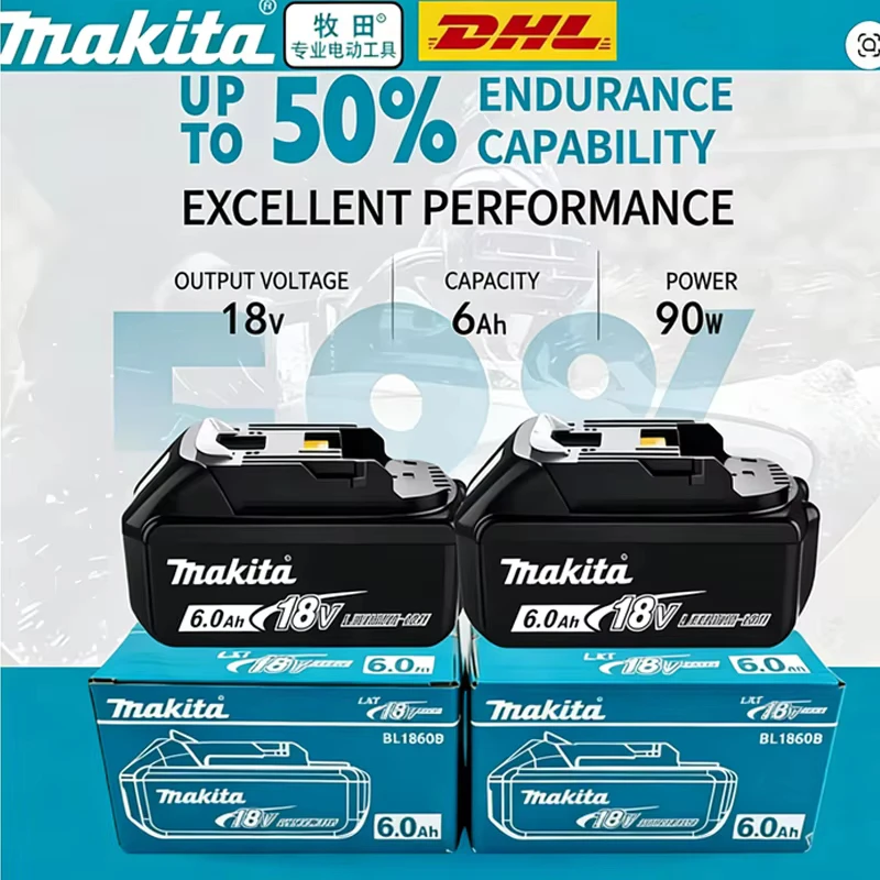 100% original makita battery, 18v Tools Lithium Battery 6Ah/5Ah 9Ah for makita DTW700 DDF487 DTD173 DGA404 HR140D DJV182