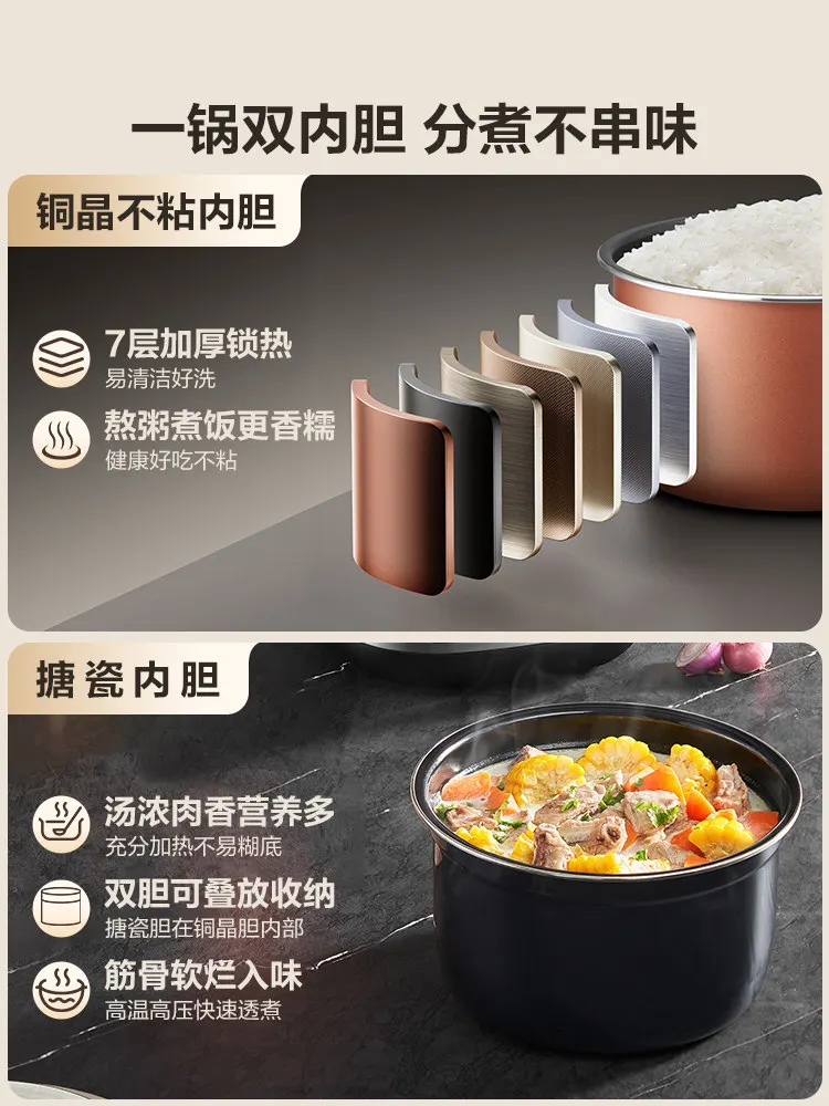 SUPOR Electric Pressure Cooker Household 5L Large Capacity Non-stick Double Bile Multi-function Intelligent Electric Cooker