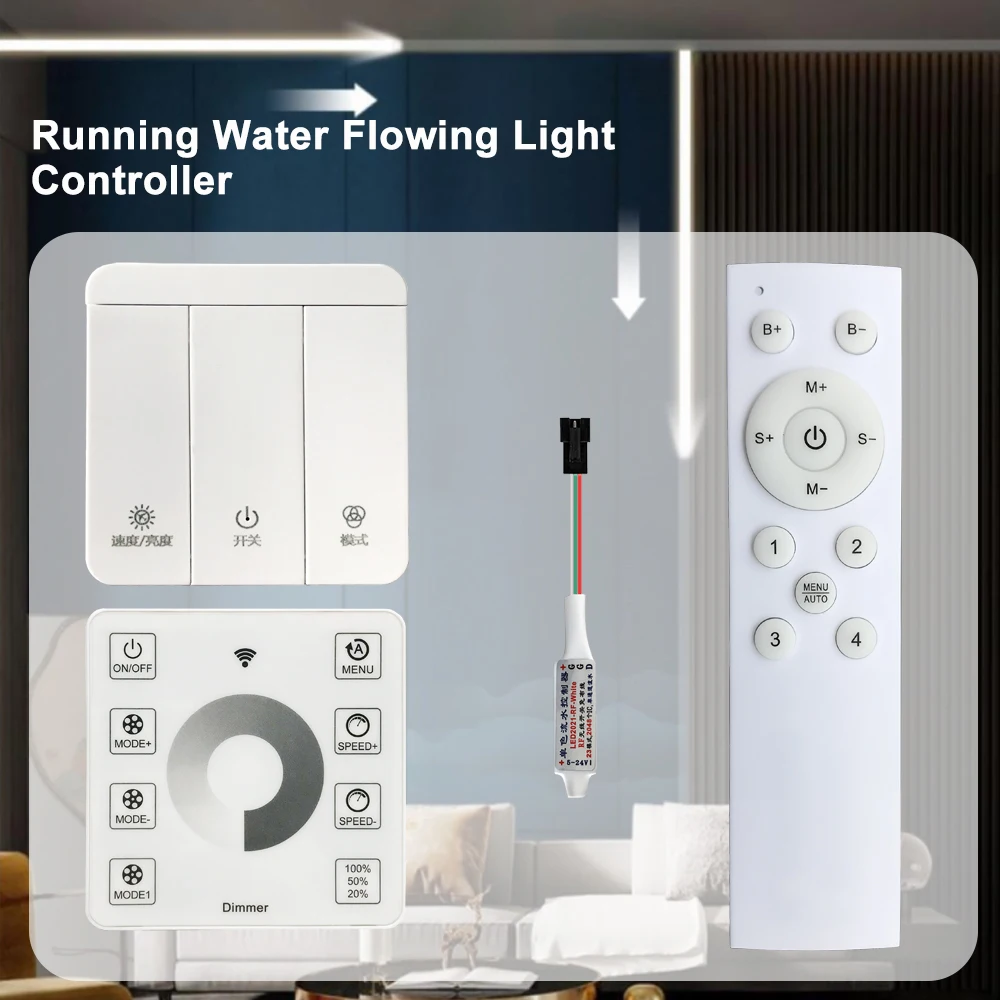 Running Water Flowing Horse Race LED Light Controller RF Touch Wireless Panel Switch 3Key 12 tasti Remote per striscia monocolore