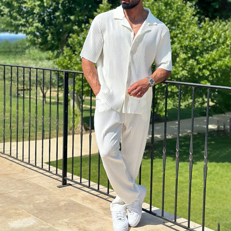 

Solid Color Quick Drying Short Sleeved Men's New Sports Suit, Casual Pants Two-piece Set, Spring and Summer Fitness Suit