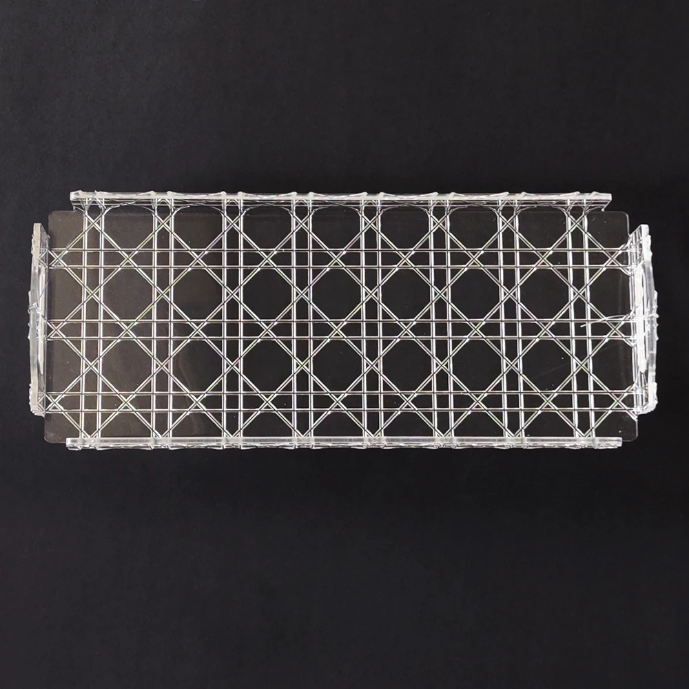 Transparent Resin Tray with Cannage Design Home Decor Serving Tray Kitchen Dining Tableware - Image 2