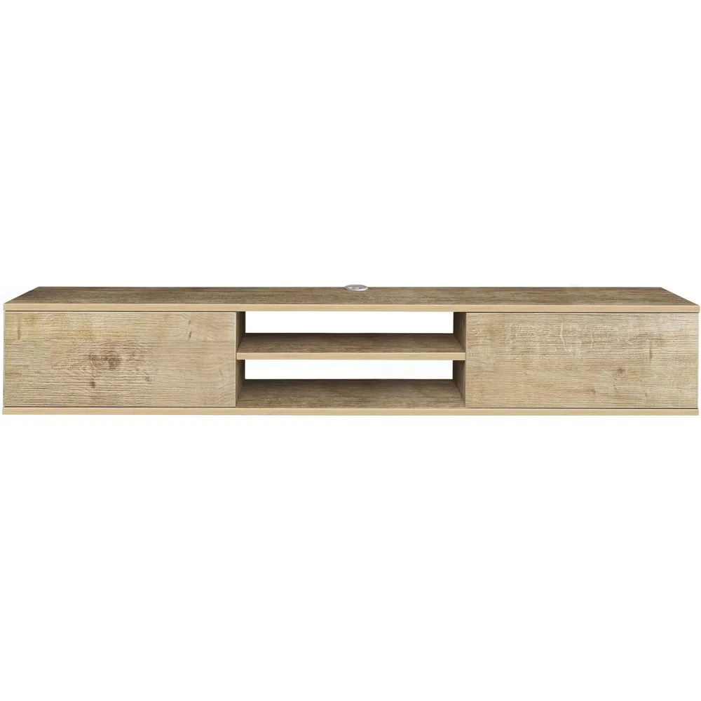 حامل تلفزيون حديث مثبت على الحائط مع رف تخزين كبير لمركز الترفيه، عريض 71 #4