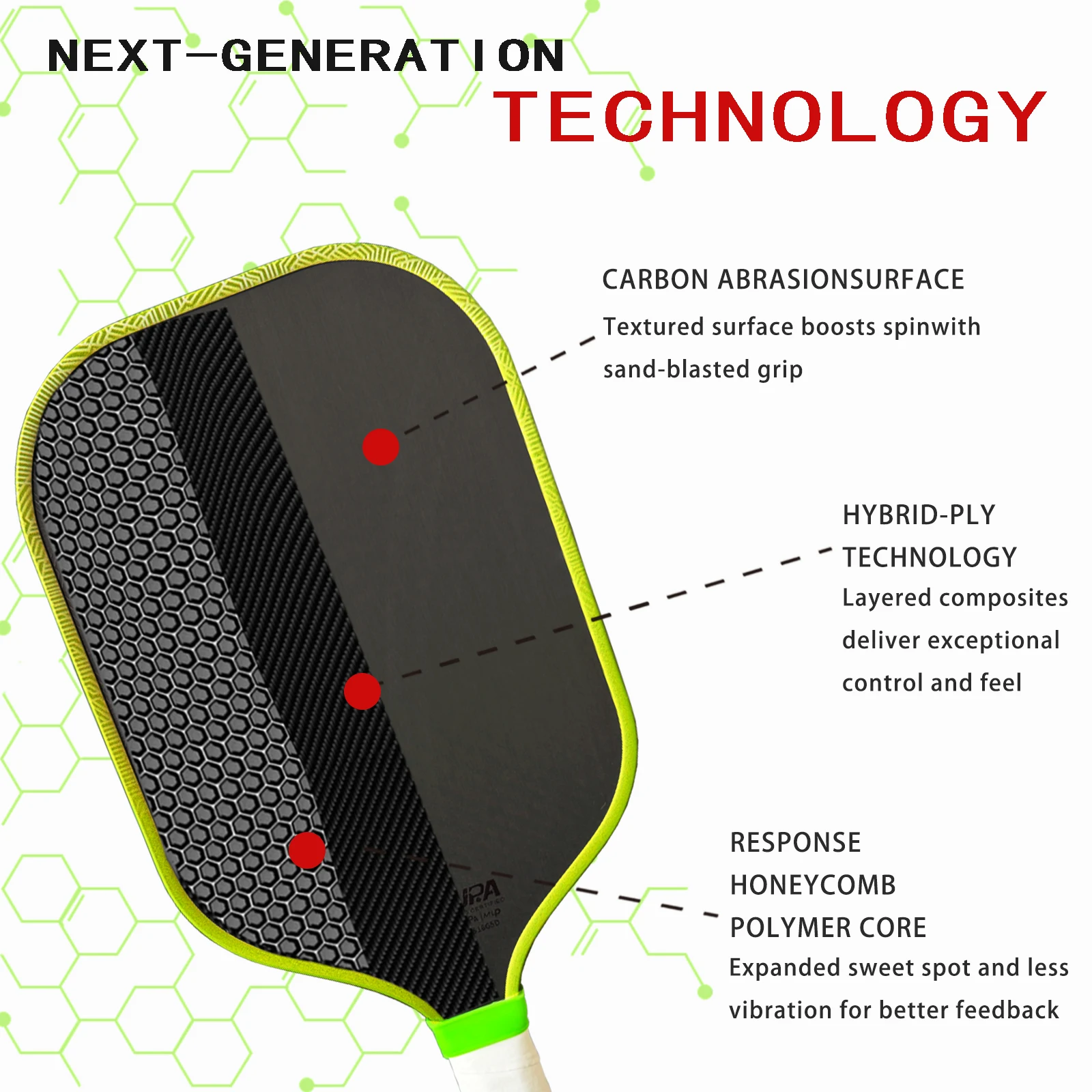 PROV 5Gen Pickleball Paddle Carbon Fiber Kinetic Frame - Energy Storage High Efficiency Power Transfer Stable Shock Absorption image 3