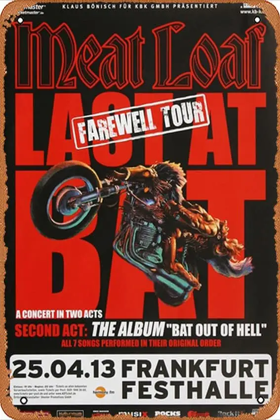 Meat Loaf - Farewell Tour, Frankfurt 2013 - Konzertplakat Plaque Poster Metal Tin Sign ; Vintage Retro Wall Decor