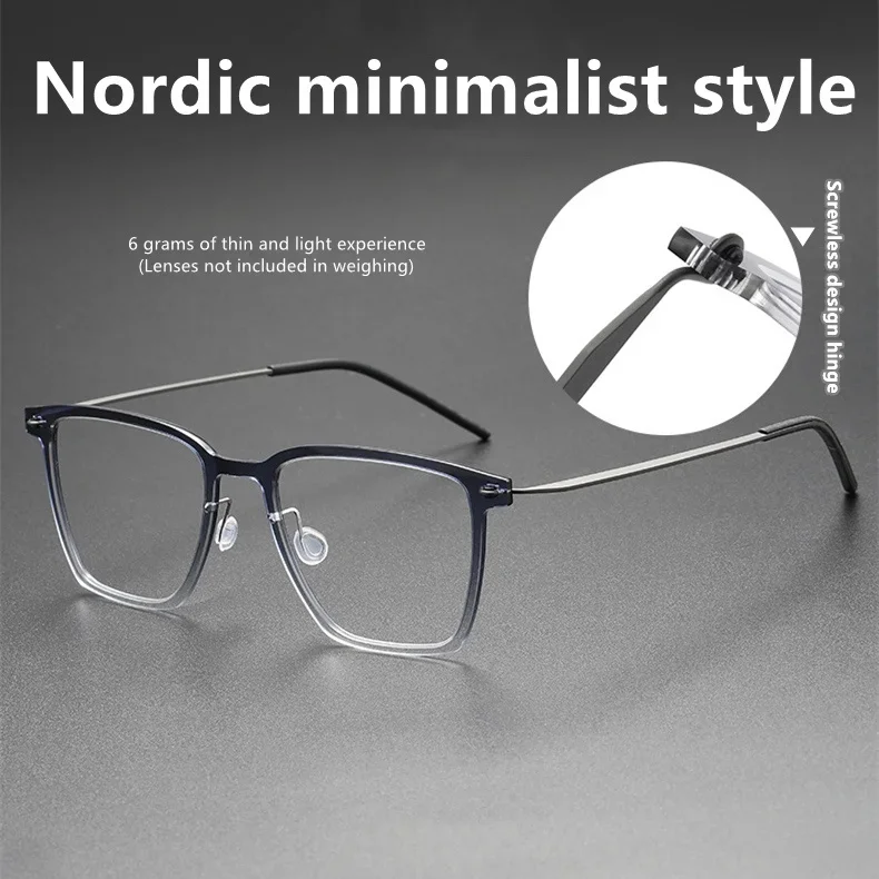 KJDCHD Nordic Style Screwless Structure Minimalist Design 6g Ultra-Lightweight Glasses Frame Fiberglass model:6554