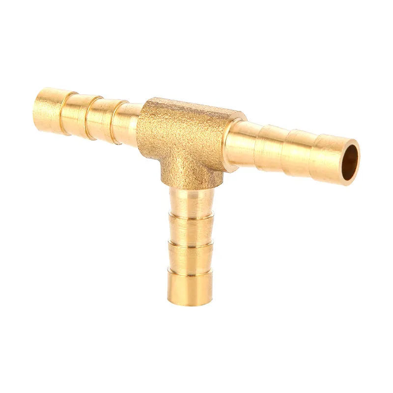 Peijian Brass T 3 Way Hose Joiner Barbed Connector Air Fuel Water Pipe Gas Tubing 4mm 5mm 6mm 8mm 10mm 12mm 14mm 16mm 19mm 25mm