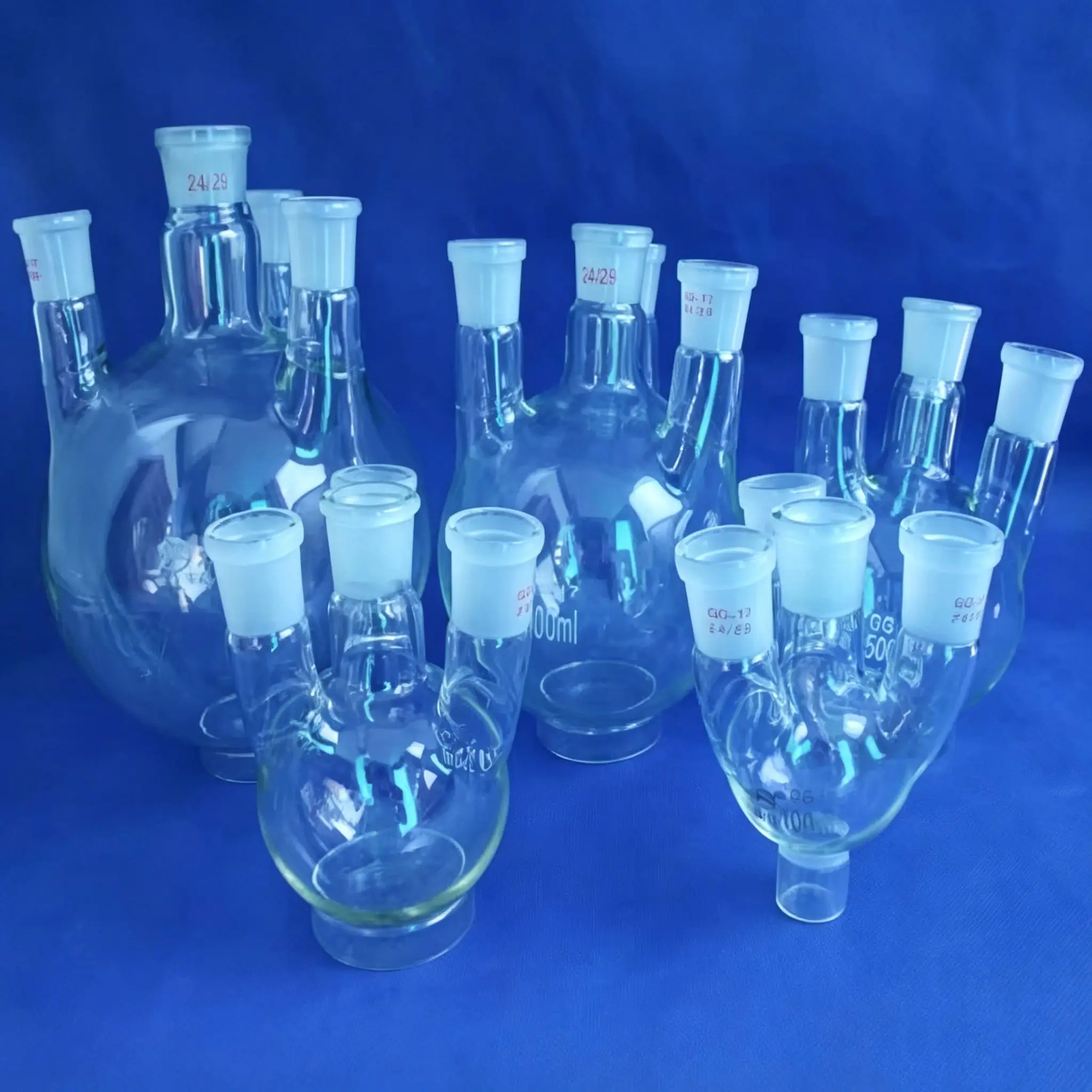 100/250/500/1000/2000ml four necks round-bottom flask,24/29 Flask round bottom with four necks,short neck standard ground mouth