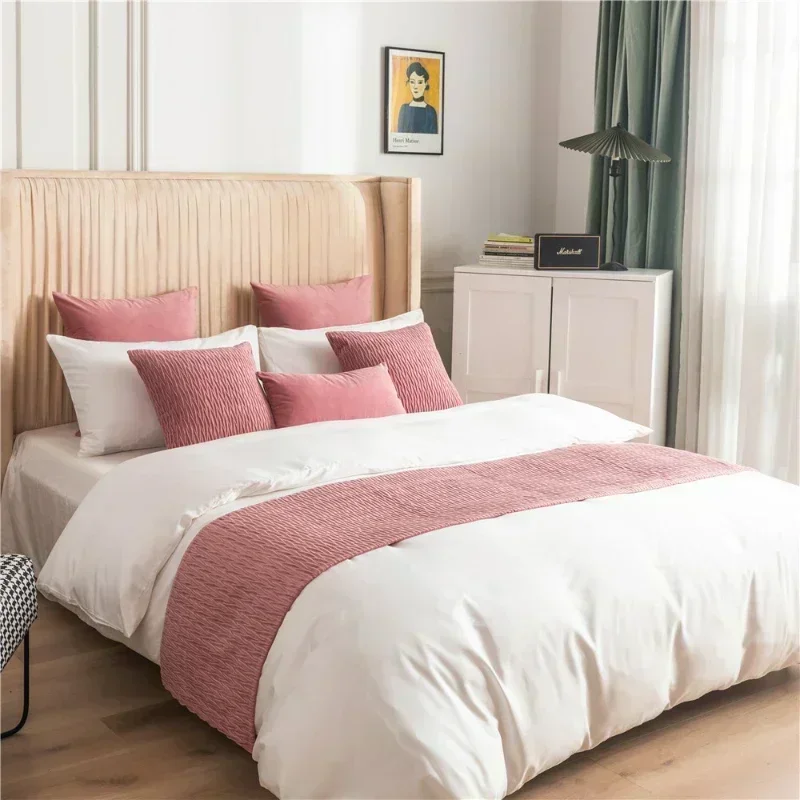 Dutch Velvet Pleated Stereoscopic Bed Flag Double Sided Comfort Bedside Towel Solid Color Concise Pillow Cover