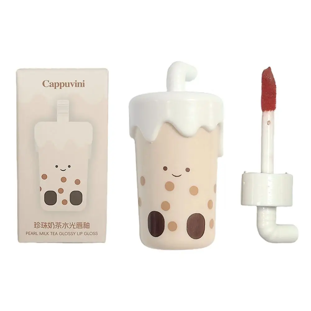 Brillant à lèvres brillant au thé au lait, Style coréen, dodu, hydraté, léger, Non collant, hydratant en profondeur, brillant naturel doux