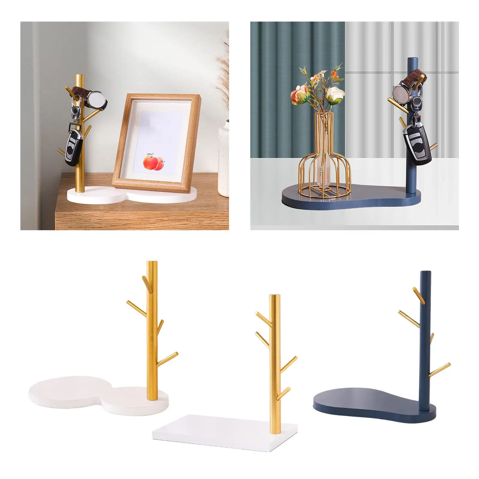 Keys Storage Tray Storage Rack Hanging Organizer Wooden Cup Holder Decorative Jewelry keys stand for Entry Porch