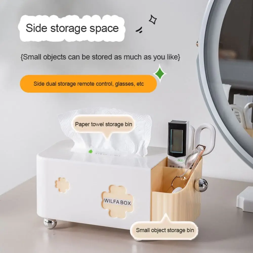 

Large Capacity Desktop Storage Box with Spring Space Saving Tissue Box Smooth Extraction Plastic Napkin Dispenser Living Room