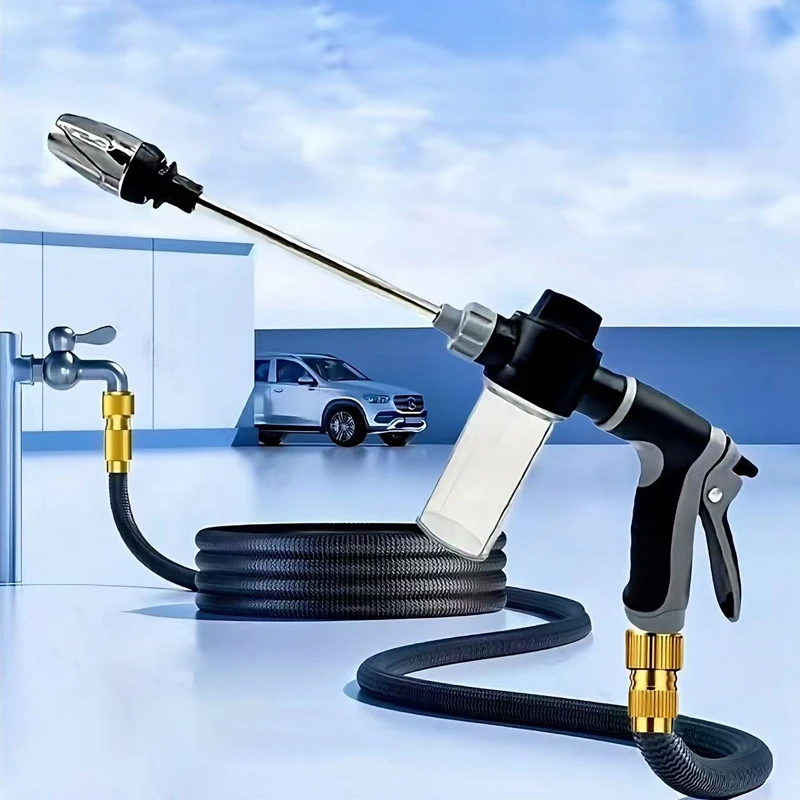 New High-Pressure Car Wash Spray Long Rod Gun, Equipped With Removable Soap Spray Gun Anti-Skid Handle Foam Spray Pipe - Suitabl