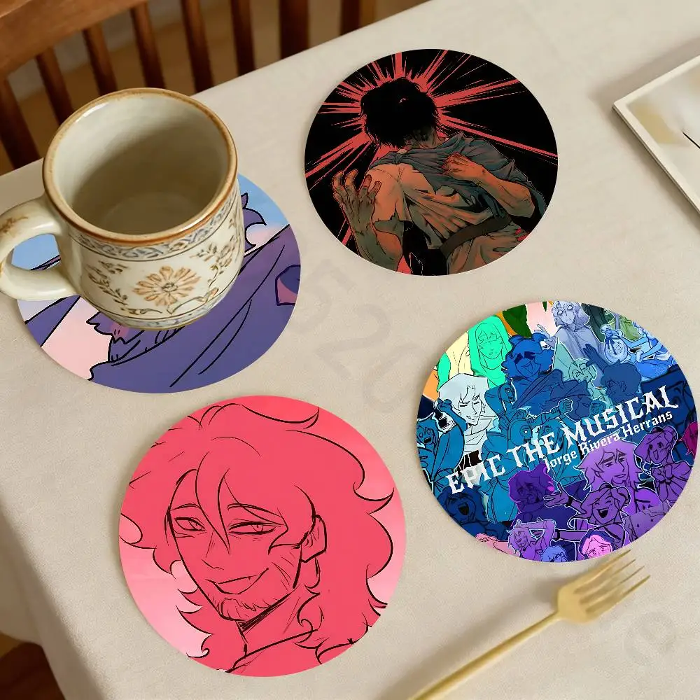 

E-Epic The Musical Wooden Cup Coaster Tea Coffee Beverage Colour Printing Cup Mat Home Restaurant Decorations