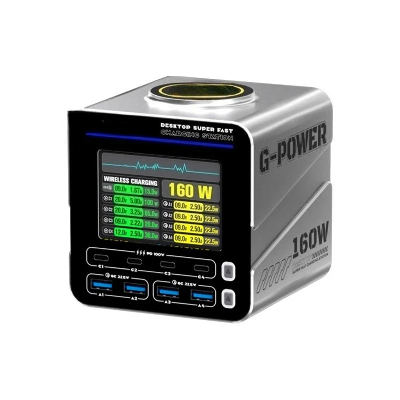 G-Power Desktop Fast Charging Station,160W Multi Port Digital Charger for Phone Tablet Laptop Magnetic Portable Charger