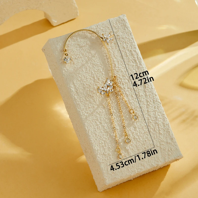 1 Pc Exquisite Inlaid Sparkling Synthetic Zircon Meteor Ear Hanging Clip Fashion Jewelry Perfect Jewelry Gifts for Daily Wearing