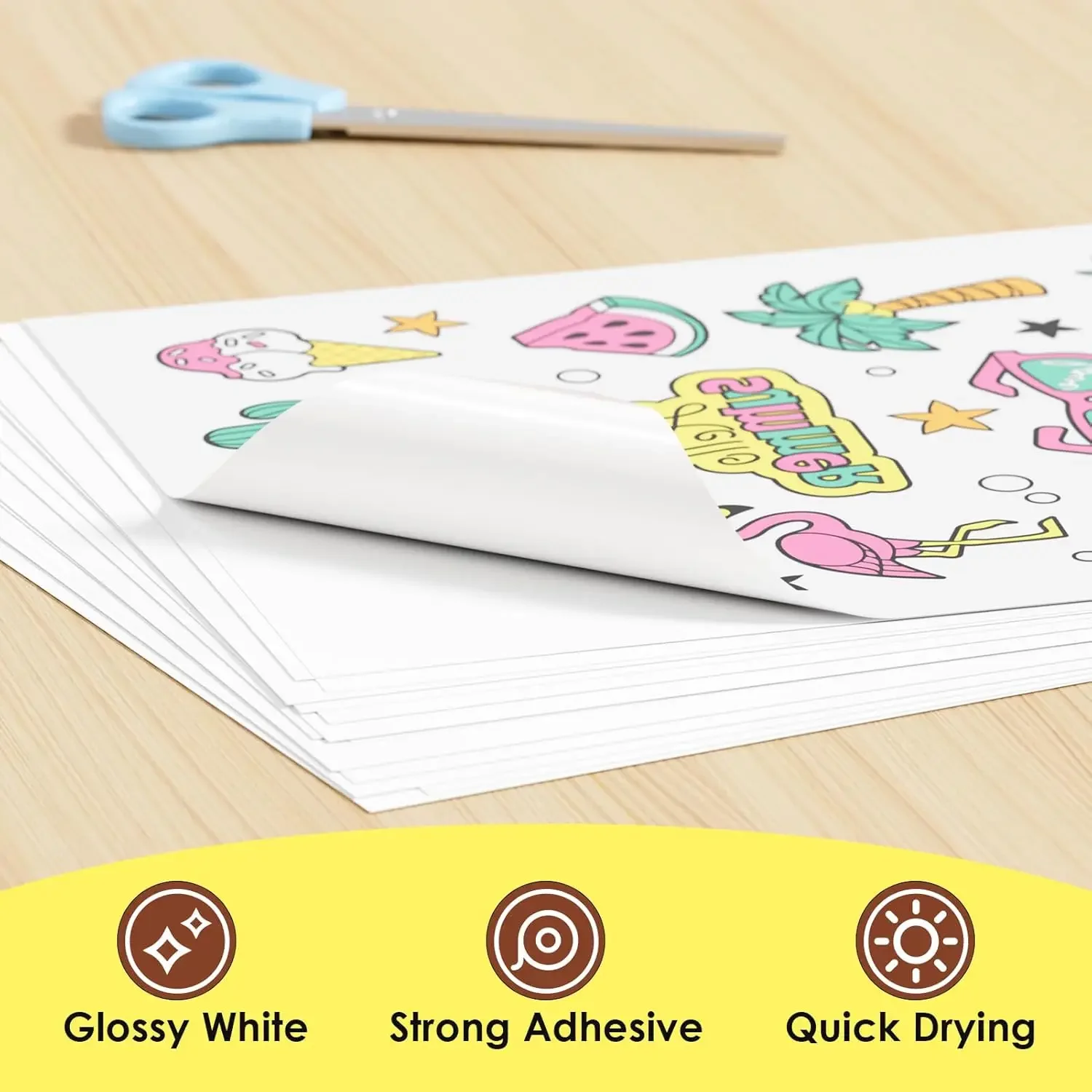 20pcs Waterproof Glossy White Sublimation Sticker Paper 8.5 x 11 Inch - Ideal for Custom Stickers, Coasters, Decals, Labels