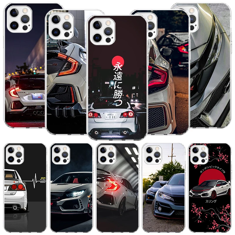 JDM Type R Civic Sport Car Phone Case For Apple iPhone 16 15 14 13 12 11 Pro Max XS XR X 7 + 8 Plus SE Soft Shell Cover Coque 15