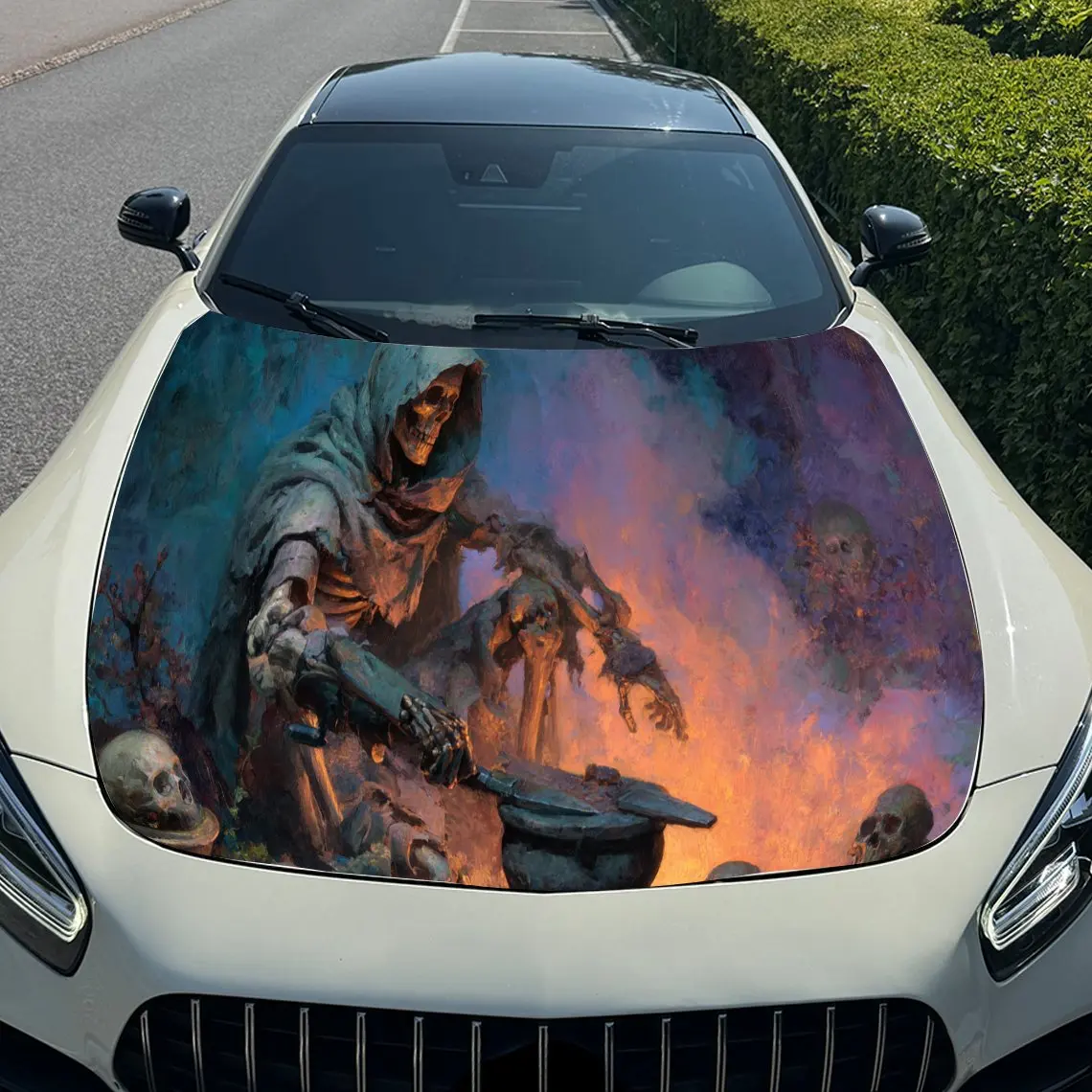 ملصق غطاء محرك السيارة على شكل هيكل عظمي قوطي وجمجمة، أغطية فينيل أوتوماتيكية، ملصق سيارة ذاتي اللصق مقاوم للماء، متين ونملة #5