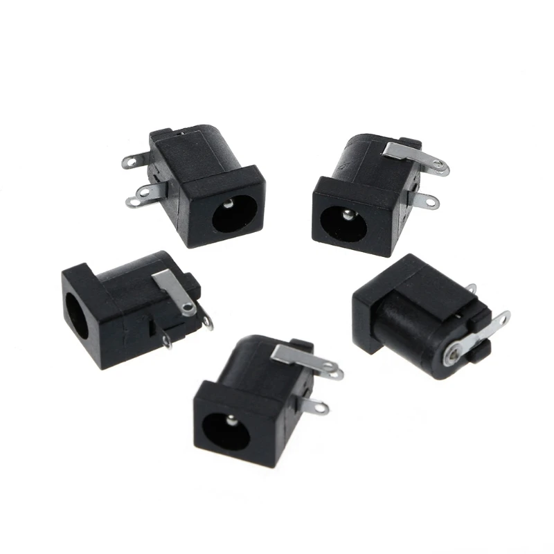 5 Pcs DC-005 Black for DC Power Socket Connector 5.5x2.1mm Barrel-Type PCB