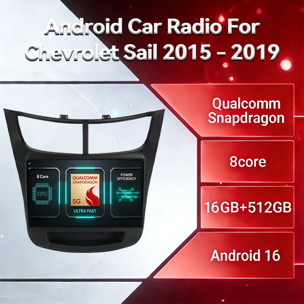 Android 16 Car Radio For Chevrolet Sail Aveo 2015 - 2019 Multimedia Video Player 4G LTE 5G WIFI BT 2DIN GPS NAVI QLED Head Unit