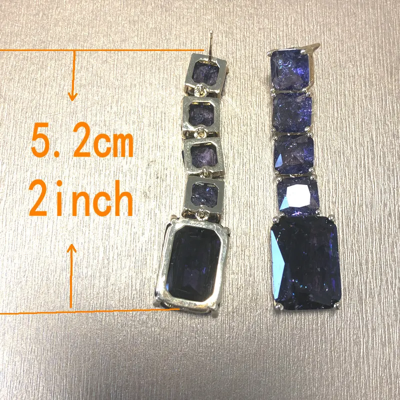 Bilincolor Trendy Purple Ice Cracked Cubic Zirconia Earring for Women Wedding Jewelry Gift
