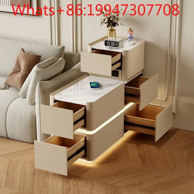 

Sofa Side Cabinet Living Room Household Side Light Luxury Solid Wood Movable Storage Wall Furniture