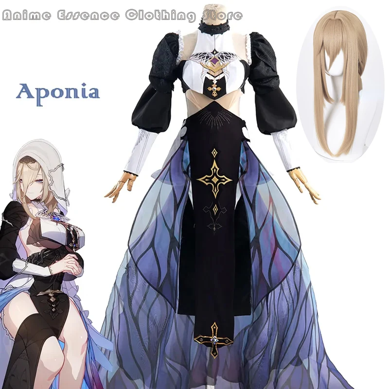 

Aponia Cosplay Costume Game Honkai Impact 3 Aponia Dress Halloween Nun Uniform Cosplay Wig Women Suit Role Play Outfits Dress