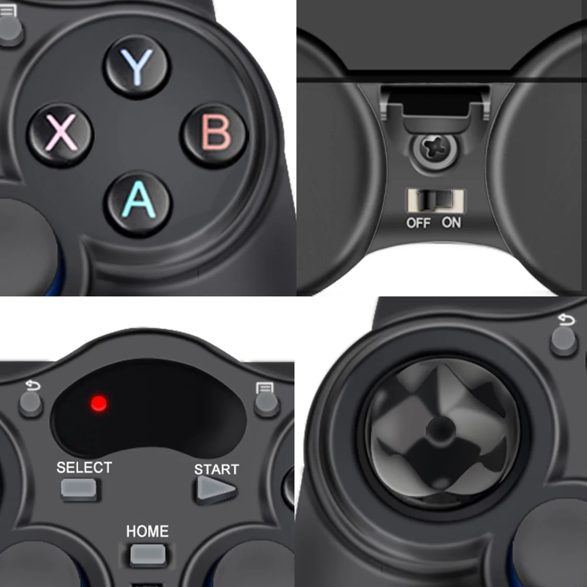 จอยสติ๊กเกมแพดไร้สาย2.4G พร้อมตัวแปลง OTG ตัวควบคุมเกมสำหรับพีซีแล็ปท็อป PS3แอนดรอยด์ทีวีกริปราสเบอร์รี่ Pi 4 Retropie