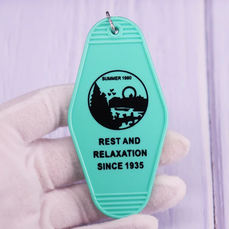 Rest And Relaxation Since 1935 Keychain Lake Blue Camp Crystal Lake Vintage Motel Hotel Keyring