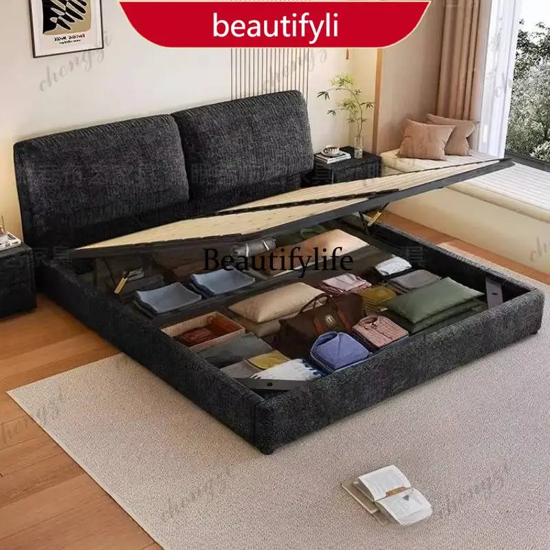 03 Plush Couples Frame Luxury Bed Bedrooms Decoration Wooden Adjustable Luxury Bed Double Modern Style Cama De Casal Furniture
