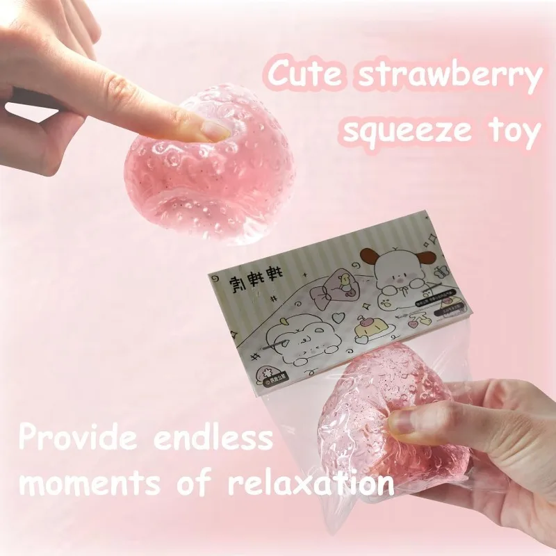Strawberry Squishy Stress Toys Taba Soft Pinching Squeeze Fidget Fruit Kit for Anxiety Relief Sensory Reliever for Adults Kids