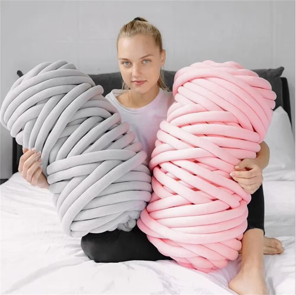 Thick Super Bulky Chunky Yarn for Hand Knitting Crochet Soft Big Cotton DIY Arm Knitting Roving Spinning Yarn for Blanket Carpet