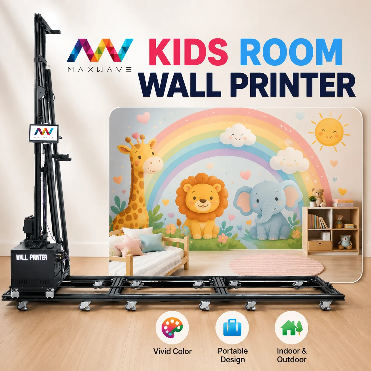 Wall Printer Machine Smart Sensor UV 3D Vertical Inkjet Printer for Uneven Wall Tile Wood Glass Indoor Outdoor Art Projects Use