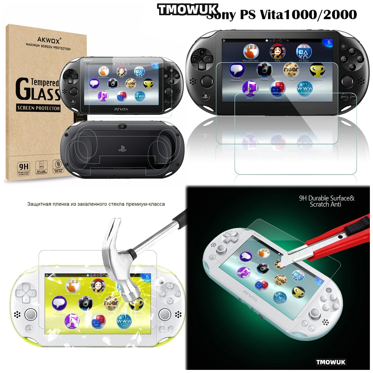 

Smudge Proof Tempered Glass Protector For PS Vita 1000 2000 - 9H Hard, Transparent Shield